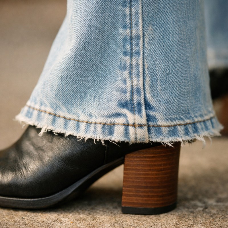Bootcut džínsy s topánkami na podpätku