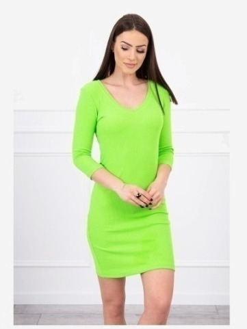Šaty s výstrihom zelená neón