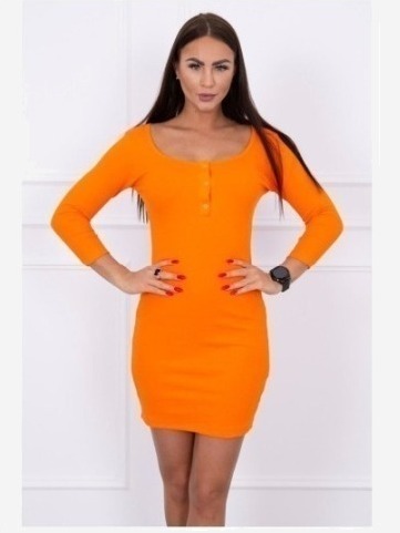 Šaty s výstrihom oranžový
