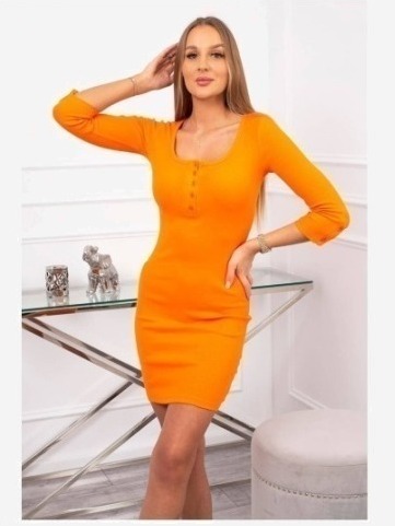 Šaty s výstrihom oranžový