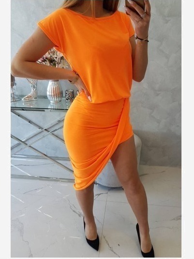 Asymetrické šaty oranžový neón