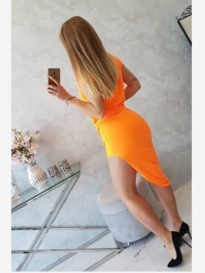 Asymetrické šaty oranžový neón