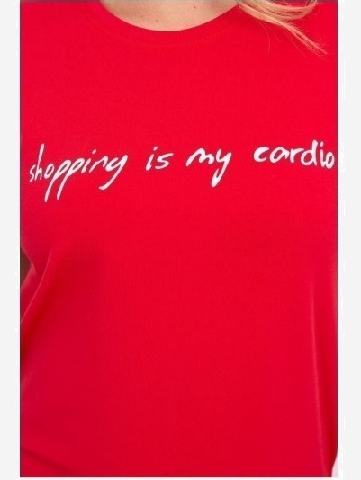 tričko Shopping is my cardio červená