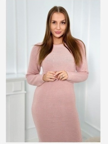Pruhovaný sveter šaty ružová