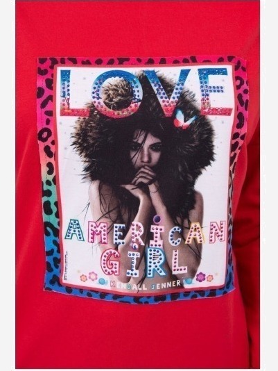 tričko s grafikou American Girl červená