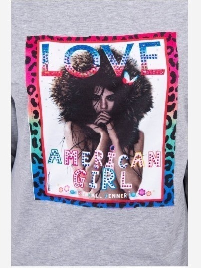 tričko  s grafikou American Girl šedá