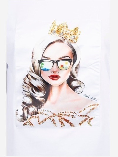 Tričko s grafikou dievčaťa v okuliaroch 3D biela