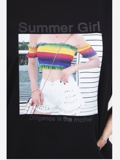 Tričko s potlačou Summer Girl čierna