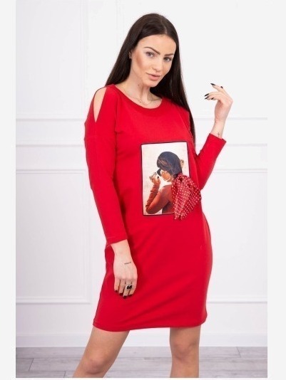 Šaty s grafikou 3D červená