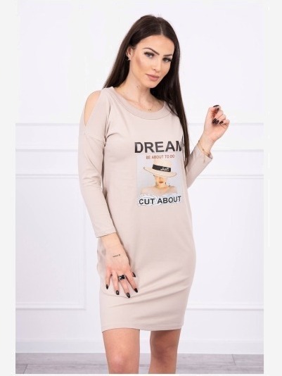 šaty  with print Dream béžový