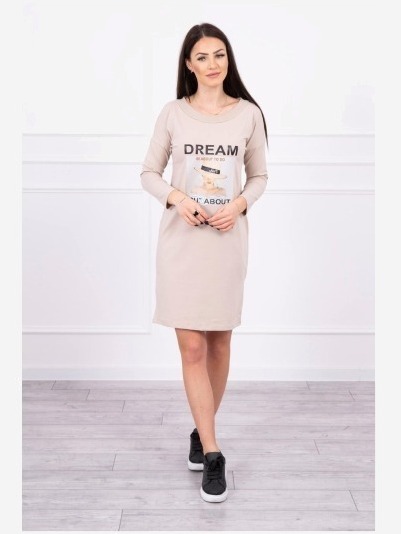šaty  with print Dream béžový